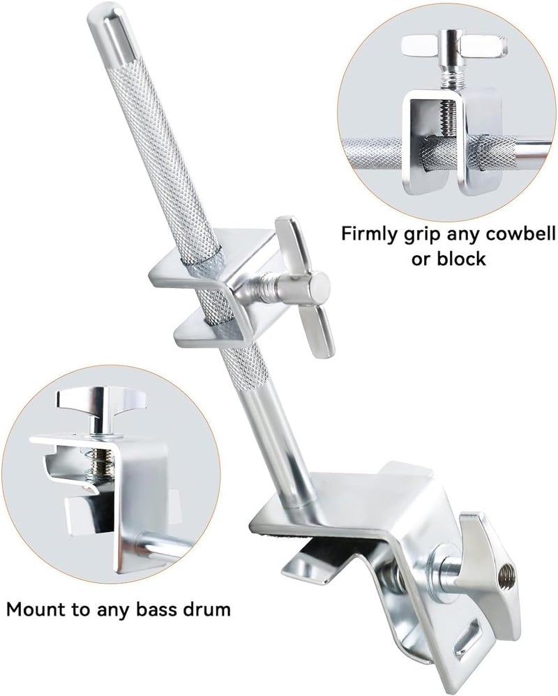 MOONBACK 6 Inch Cowbell And Cowbell Clamp, Cowbell Holder Percussion Accessory, Adjustable Drum Cowbell Mount for Bass Drum Hoop Up or Down Drum key - Image 5